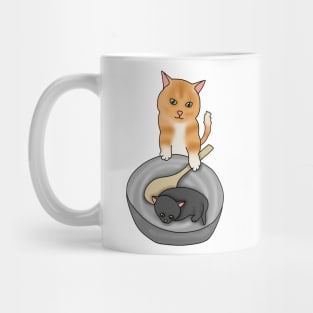 Kitty cooking (fluffy orange cat, black kitten) Mug